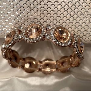 NWOT Gold Flex Bracelet, Light Topaz Colour Gems and White Diamond Style Design